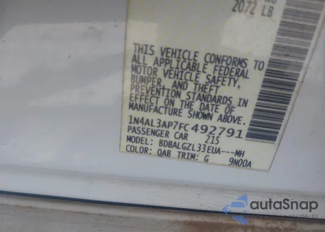 2015 Nissan Altima 2.5 S из США, поврежденный, VIN 1N4AL3AP7FC492791